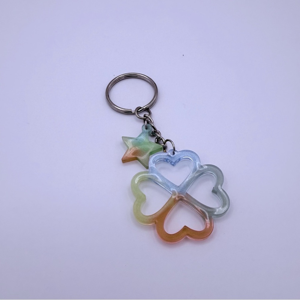 Multicolor Heart and Star Keychain